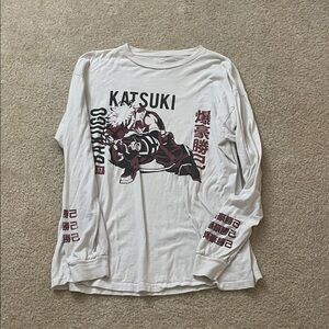 My Hero Academia White Long Sleeve Graphic Tee Size L